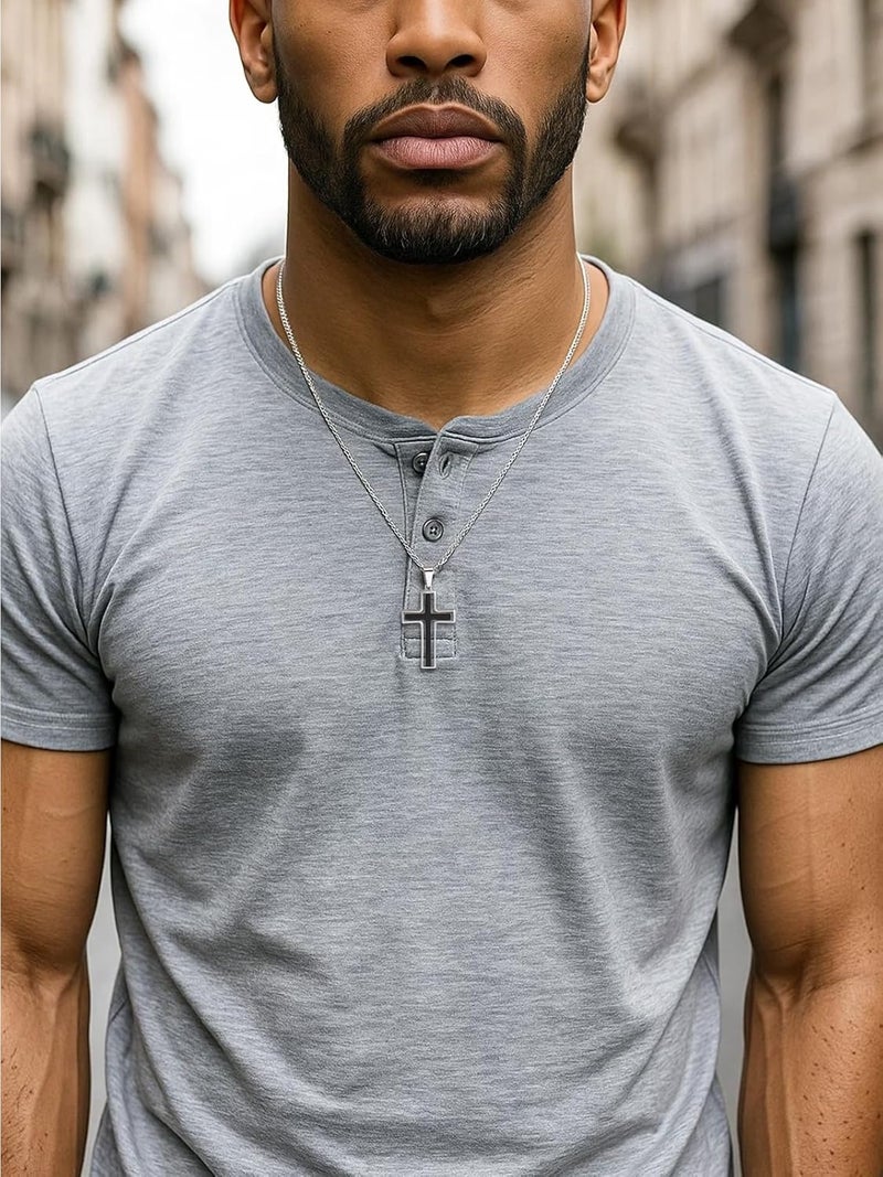 PiercingJ Cross Necklace Black Gold Silver Rotating Pendant Crucifix Necklaces For Him Men's Christmas Birthday Gift - Image 5